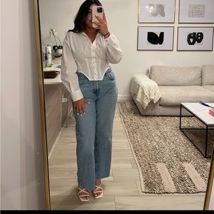 Zara Straight Leg Jeans Light Blue Size 8